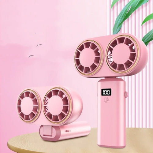 Foldable USB Mini Fan – Portable, 5-Speed Neck Hanging Fan with Display